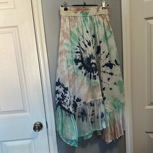 Tie-Dye Maxi Skirt in Blue, Green, Pink